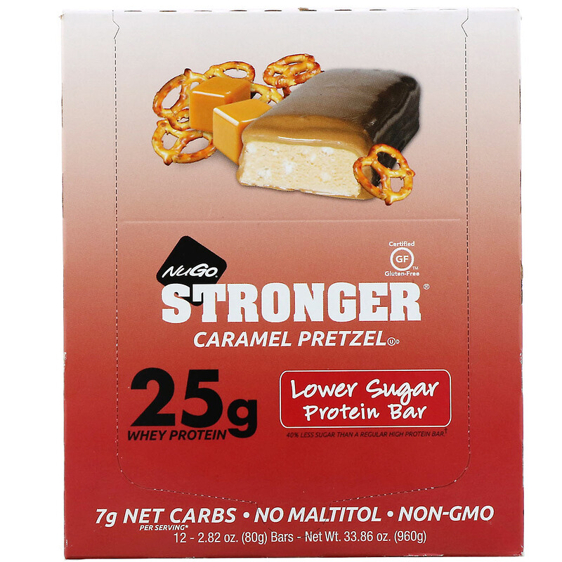 NuGo Nutrition, STRONGER, Protein Bar, Caramel Pretzel, 12 Bars, 2.82