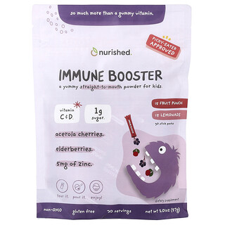 Nurished, Refuerzo inmunitario, Ponche de frutas, Limonada, 30 sobrecitos, 57 g (2,01 oz)