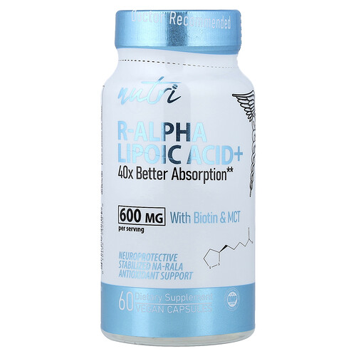 Nutri R-Alpha Lipoic Acid+ With Biotin & MCT, 60 Vegan Capsules