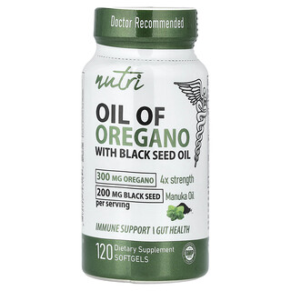 Nutri, Aceite de orégano con aceite de semilla de comino negro, 120 cápsulas blandas
