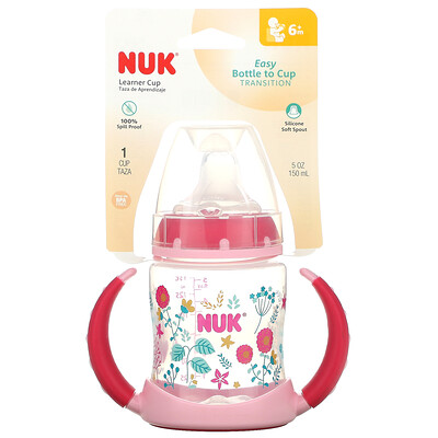 NUK тренировочная чашка, для детей от 6 месяцев, розовая, 150 мл (5 унций), 1 шт.