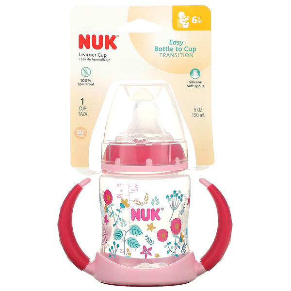 NUK‏, כוס אימון, לגיל 6 חודשים ומעלה, ורוד, כוס אחת, 150 מ"ל (5 אונקיות)