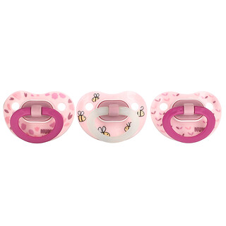 NUK, Orthodontic Pacifier Value Pack, Pink, 0-6 m, 3 Pack