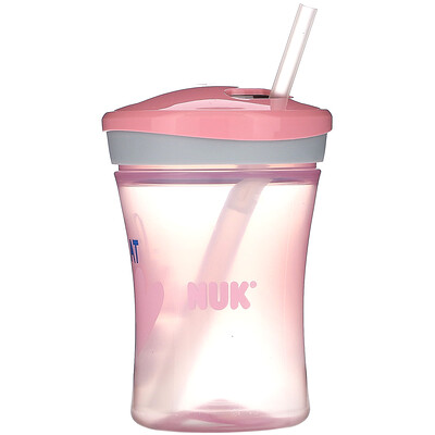 NUK Evolution Straw Cup, Pink, 12+ Months, 1 Cup, 8 oz (240 ml)