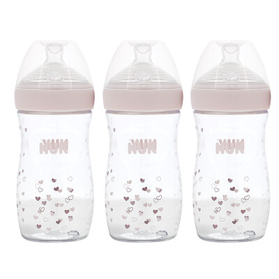 NUK Simply Natural, Bottles, Pink, 1+ Month, Medium, 2 Bottles, 9 oz (270 ml)