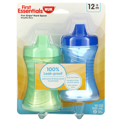 NUK First Essentials, жесткий носик Fun Grips, для детей от 12 месяцев, 2 шт. В упаковке, 300 мл (10 унций)