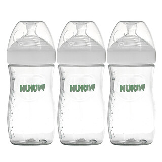 NUK, زجاجات Simply Natural، بيضاء، للرضع بعمر شهر واحد فأكبر، متوسطة التدفق، 3 عبوات، 9 أونصة (270 مل) لكل منهما