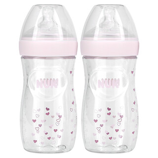 NUK, Simply Natural（シンプリーナチュラル）ベビーボトル、生後1か月以上、ミディアム、2本入り、各270ml（9オンス）