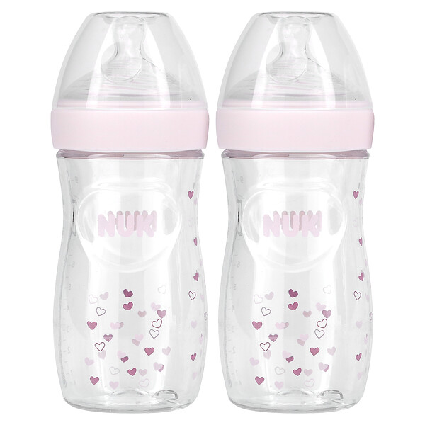 Simply Natural Baby Bottle, 1+ Months, Medium, Pink, 2 Bottles, 9 oz (270 ml) Each