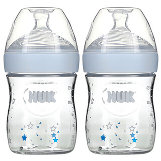 NUK,  زجاجات Simply Natural، لحديثي الولادة، بطيئة التدفق، زجاجتان، بحجم 5 أونصات (150 مل) لكل منهما
