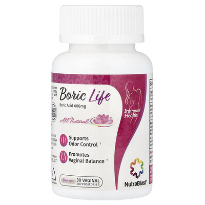 Product Image for NutraBlast, Boric Life, Boric Acid, 600 mg, 30 Vaginal Suppositories