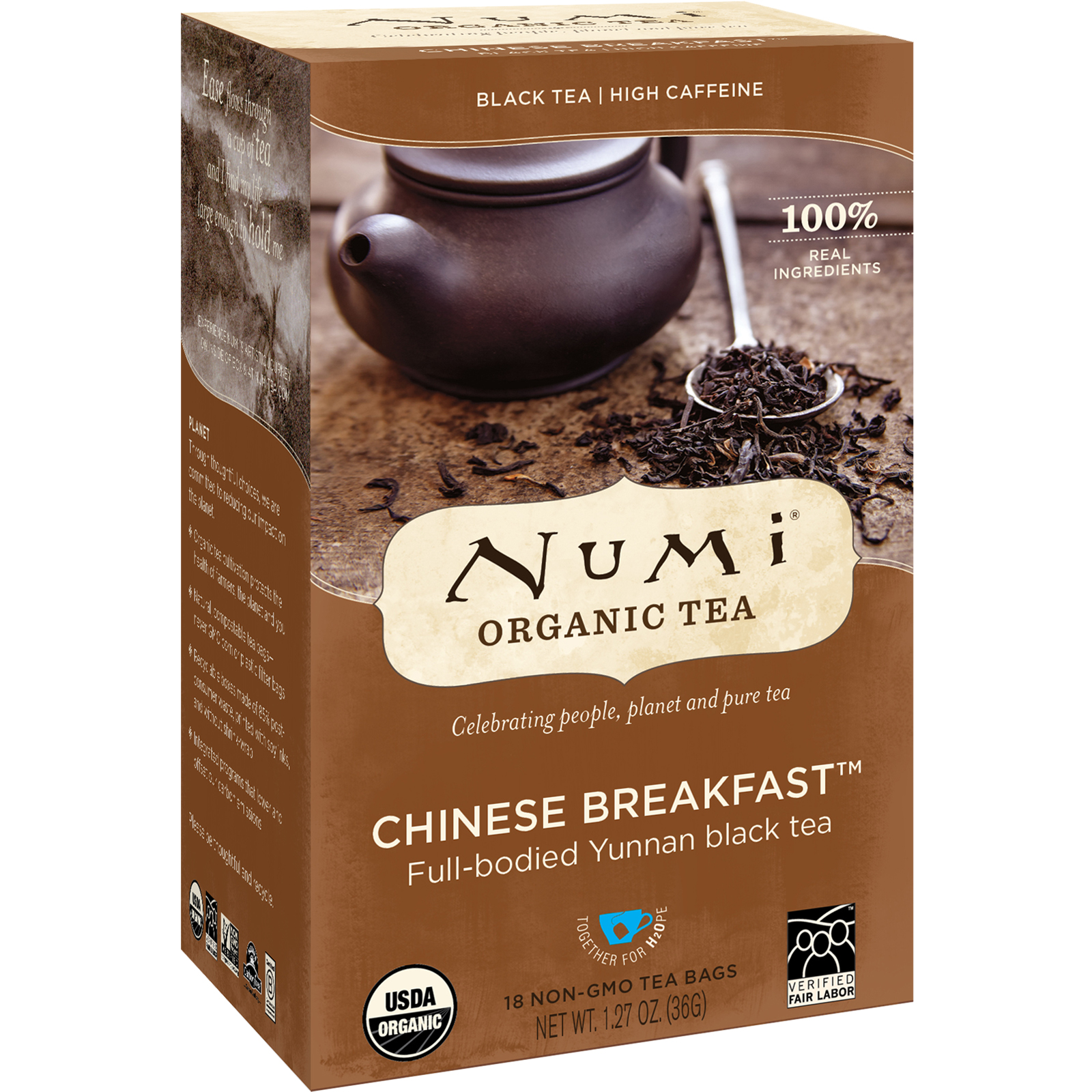 Numi Tea, Organic Tea, Black Tea, Chinese Breakfast, 18 Tea Bags, 1.27 ...