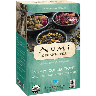 Numi Tea Органический чаи, чаи и травяные сборы, коллекция Numi, 16 чайных пакетиков без ГМО, 1,26 унц. (34,7 г)