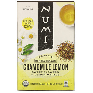 Отзывы о Нуми Ти, Organic Herbal Teasan, Chamomile Lemon, Caffeine Free, 18 Tea Bags, 1.08 oz (30.6 g)