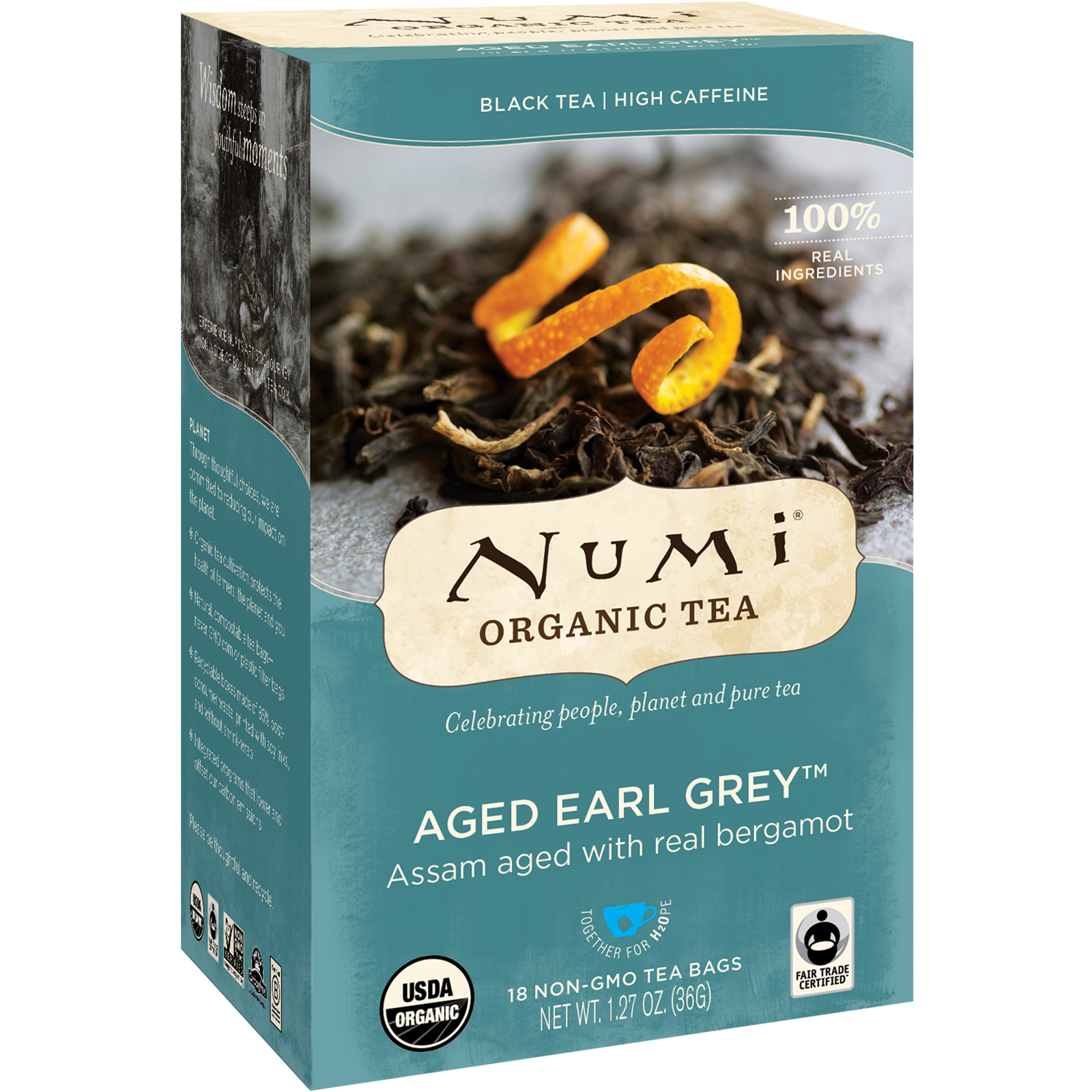 Numi Tea, Organic Tea, Black Tea, Aged Earl Grey, 18 Tea Bags (1.27 oz ...