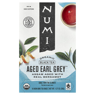 Numi Tea, Té negro orgánico, Aged Earl Grey™, 18 bolsitas de té, 36 g (1,27 oz)
