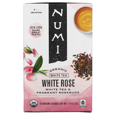Купить Numi Tea органический чай, белый чай, белая роза, 16 чайных пакетиков, 32 г (1, 13 унции)