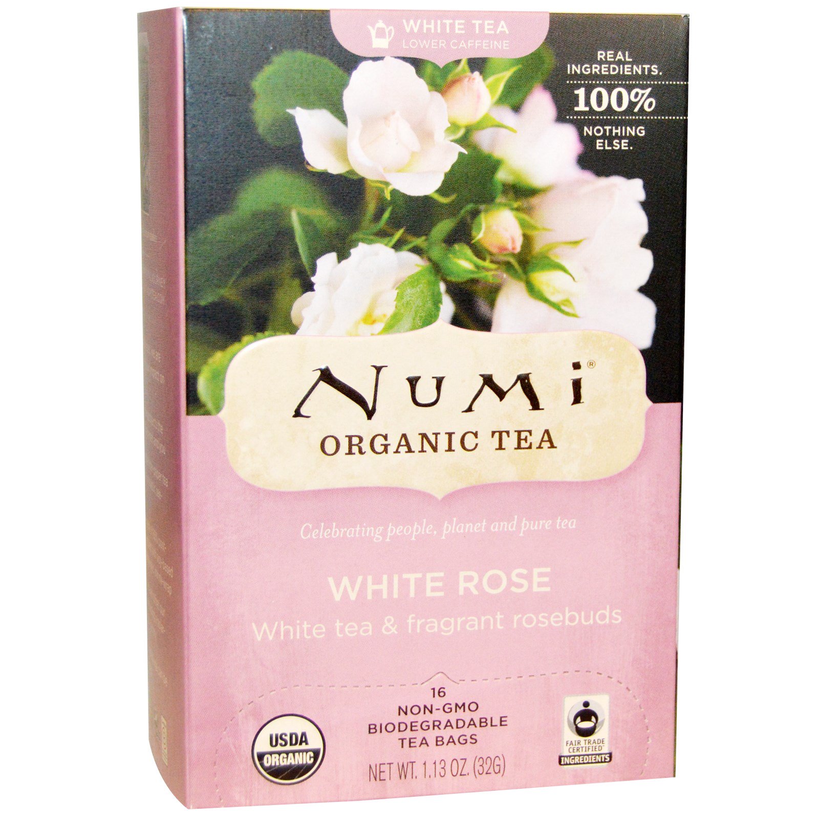 Numi Tea, Organic White Rose Tea, 16 Tea Bags, 1.13 oz (32 g)