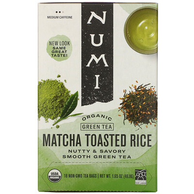 

Numi Tea Organic Green Tea, Matcha Toasted Rice, 18 Tea Bags, 1.65 oz (46.8 g)