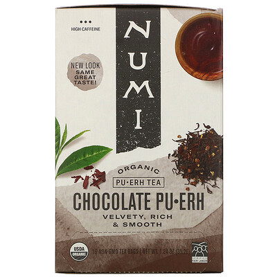 Купить Numi Tea Organic Pu-Erh Tea, Chocolate Pu-Erh, 16 Tea Bags, 1.24 oz (35.2 g)