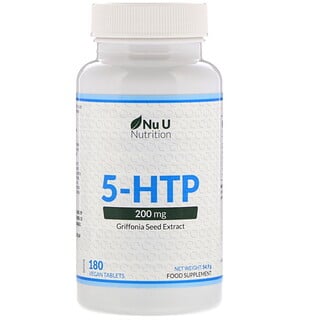 Nu U Nutrition, 5-HTP、200mg、ビーガンタブレット180粒