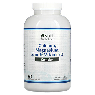 Nu U Nutrition, Complejo de calcio, magnesio, zinc y vitamina D, 365 comprimidos vegetarianos