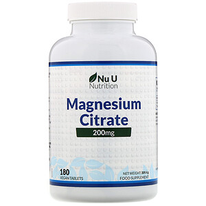 Отзывы о Nu U Nutrition, Magnesium Citrate, 200 mg, 180 Vegan Tablets