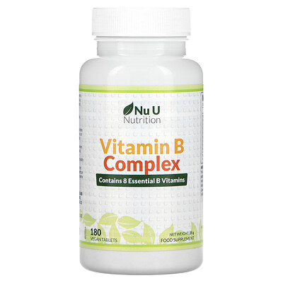 Nu U Nutrition Комплекс витаминов В, 180 таблеток растительного происхождения