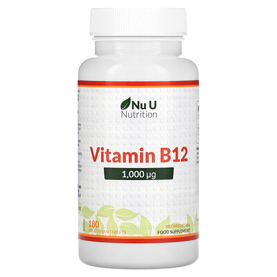 

Nu U Nutrition Витамин B12, 1000 мкг, 180 вегетарианских таблеток