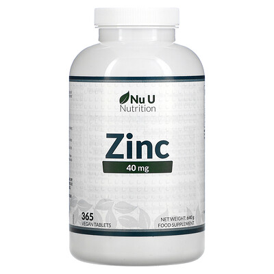 Nu U Nutrition Цинк 40 мг 365 растительных таблеток