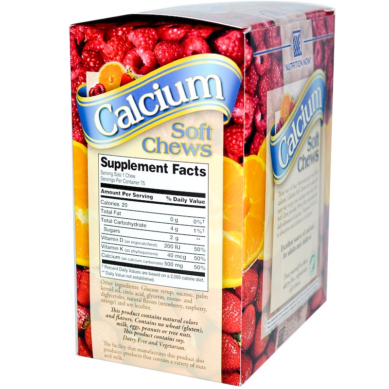 Nutrition Now, Calcium Soft Chews, Natural Fruit Flavors, 75 Chews iHerb
