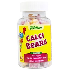 Rhino, Calci Bears Gummies, Black Cherry, Orange & Strawberry, 60 Gummies