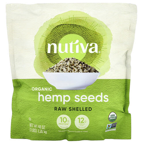 Nutiva Organic Hemp Seeds, Raw Shelled, 3 lbs (1.36 kg)