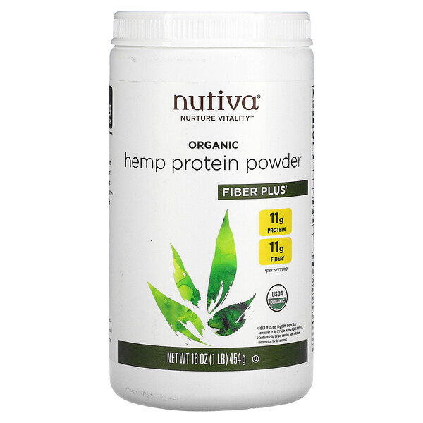 Nutiva, Органический суперпродукт, конопляный белок с высоким содержанием клетчатки, 16 унций (454 г)