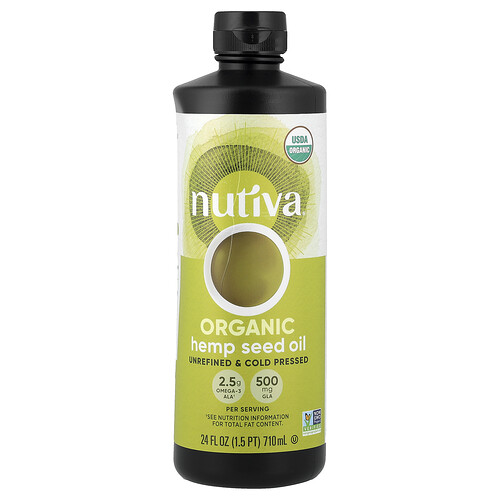 Nutiva, Aceite de semilla de cáñamo orgánico crudo y prensado en frío, 710 ml (24 oz. líq.)