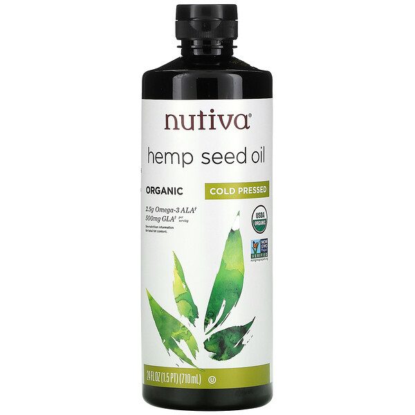 Nutiva‏, שמן זרעי המפ אורגני, בכבישה קרה, 710 מ"ל (24 אונקיות נוזל)