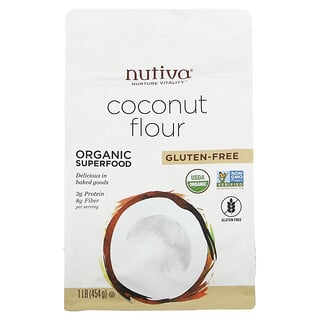 Nutiva, Farinha de Coco Orgânico, Sem Glúten, 1 lb (454 g)