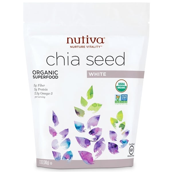 Nutiva, Nutiva, Bio Superfood, Chiasamen, weiß, 12 oz (340 g)