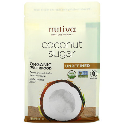 Nutiva органический кокосовый сахар, нерафинированный, 454г (1фунт)