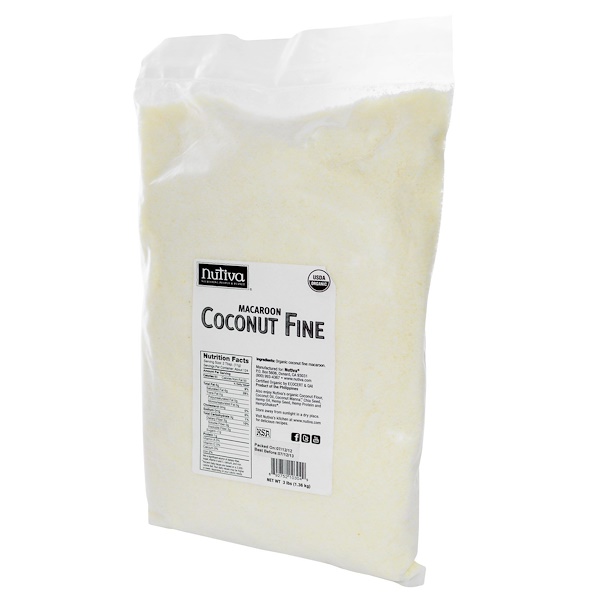 Nutiva macaroon Coconut Fine 3lb nogmo (692752103049)