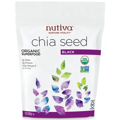 Nutiva Органические семена чиа, черные, 340 г (12 унций)