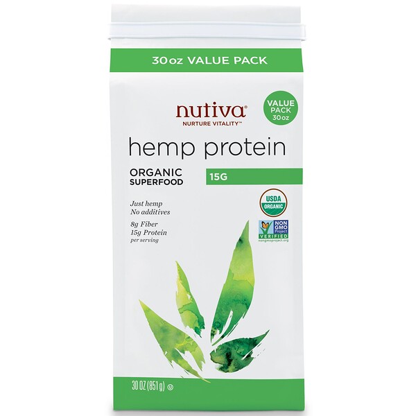 Nutiva‏, Organic Super Food, Hemp Protein, 15 G, 30 oz (851 g)