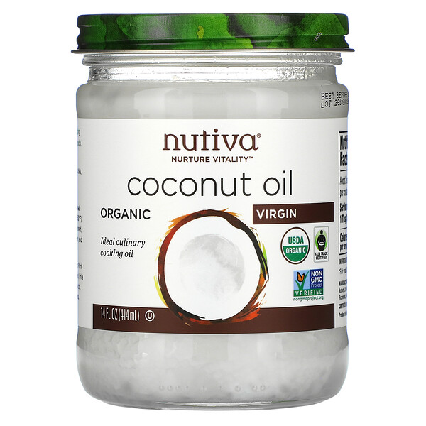 Nutiva, 初榨有機椰子油，14 液量盎司（414 毫升）