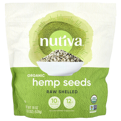 Nutiva, Semillas de cáñamo orgánico, Crudas y sin cáscara, 539 g (19 oz)