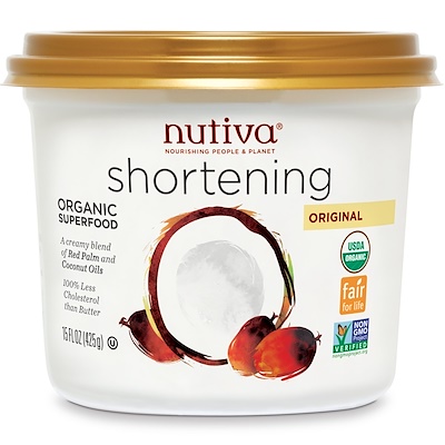 Nutiva Organic Shortening, Original, Red Palm and Coconut Oils, 15 oz (425 g)