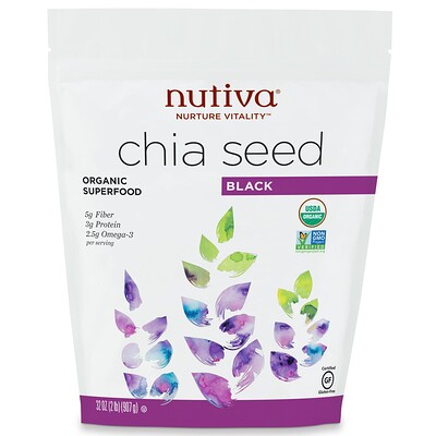 Nutiva Organic Chia Seed, Black, 32 oz (907 g)