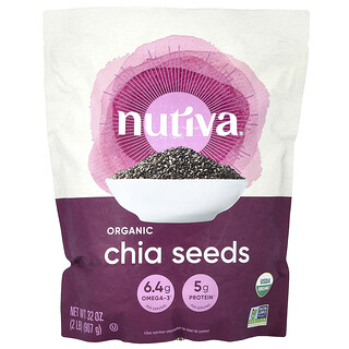 Nutiva, Органические семена чиа, черные, 907 г (2 фунта)