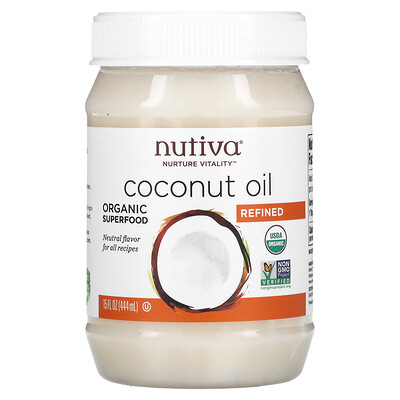 Nutiva органическое кокосовое масло, рафинированное, 444 мл (15 жидких унций)