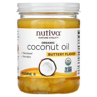 Купить Nutiva органическое кокосовое масло, с ароматом сливочного масла, 414 мл (14 жидк. унций)