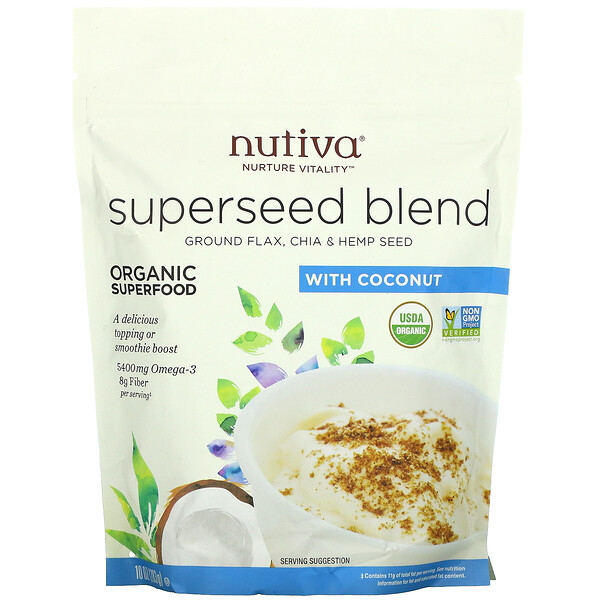Nutiva, Bio Supersamen-Mischung, mit Kokosnuss, 283 g